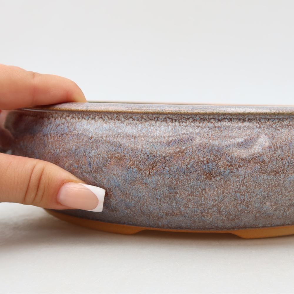 Keramische bonsaipot 26,5 x 26,5 x 6,5 cm, kleur: blauw