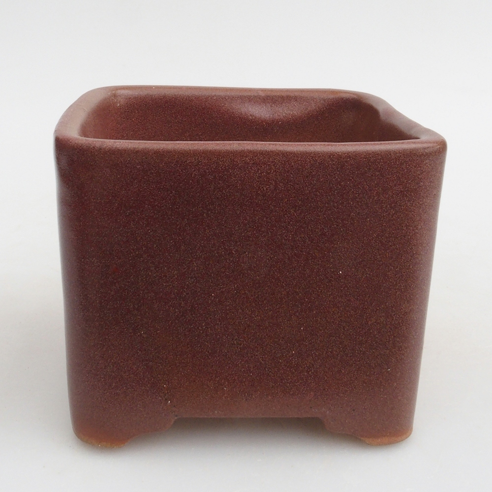 Bonsaischaal van keramiek 10 x 10 x 8 cm, bruin
