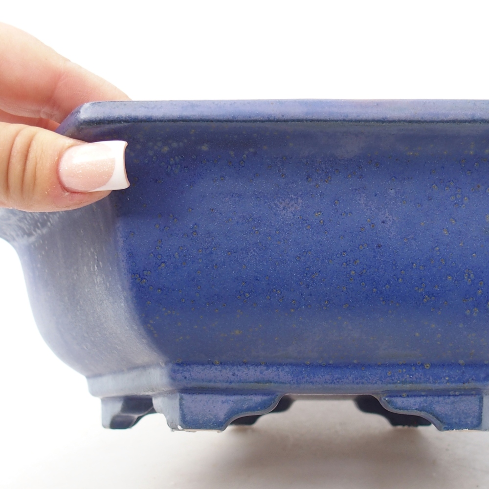 Bonsaischaal van keramiek 24 x 21 x 7,5 cm, kleur blauw