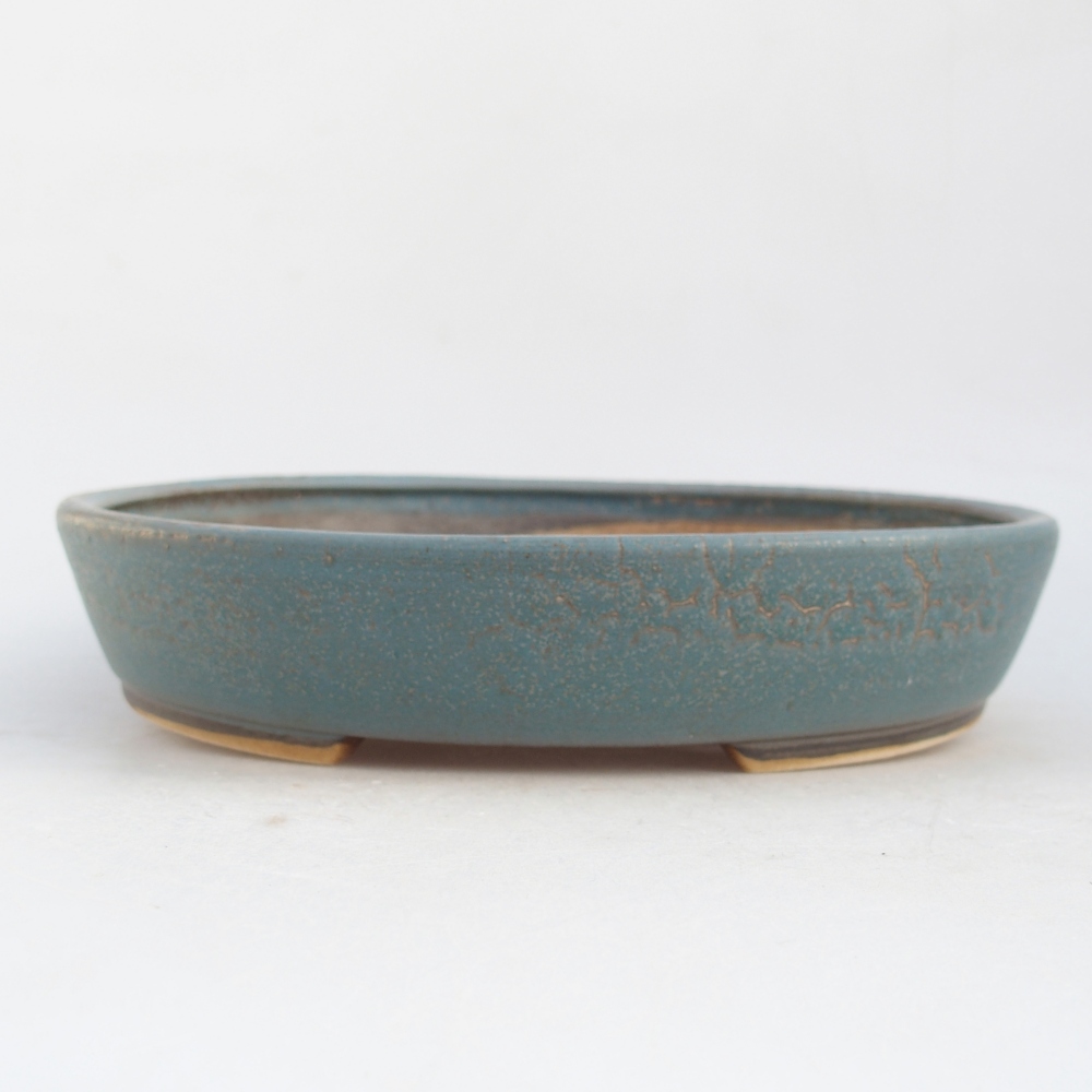 Bonsaischaal van keramiek 23 x 20 x 4,5 cm, kleur blauw