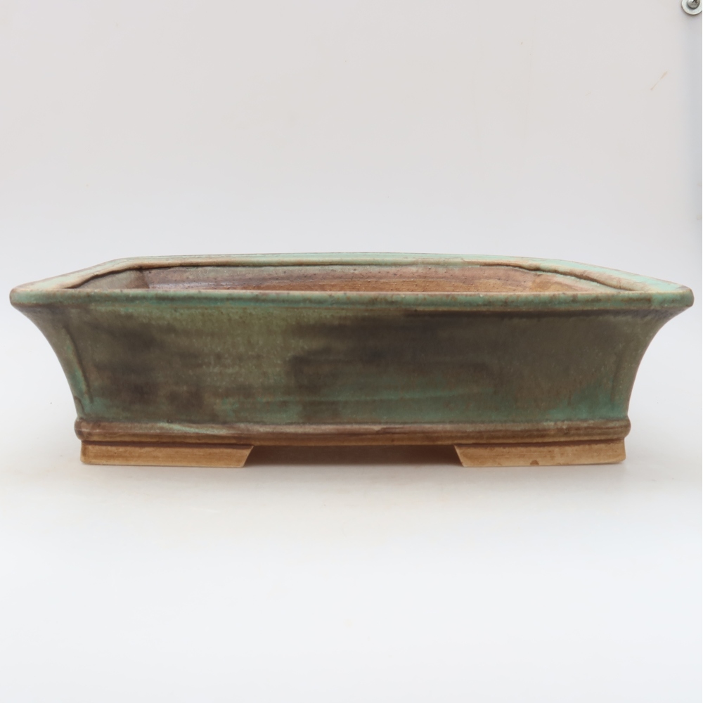 Keramische bonsaipot 29,5 x 24 x 8 cm, kleur groen