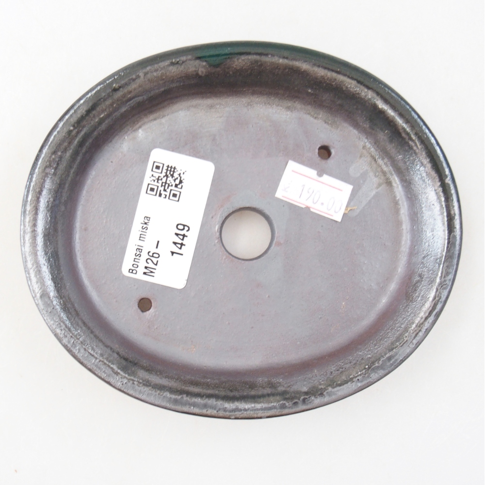 Bonsaischaal van keramiek 12,5 x 10,5 x 2 cm, groen metallic