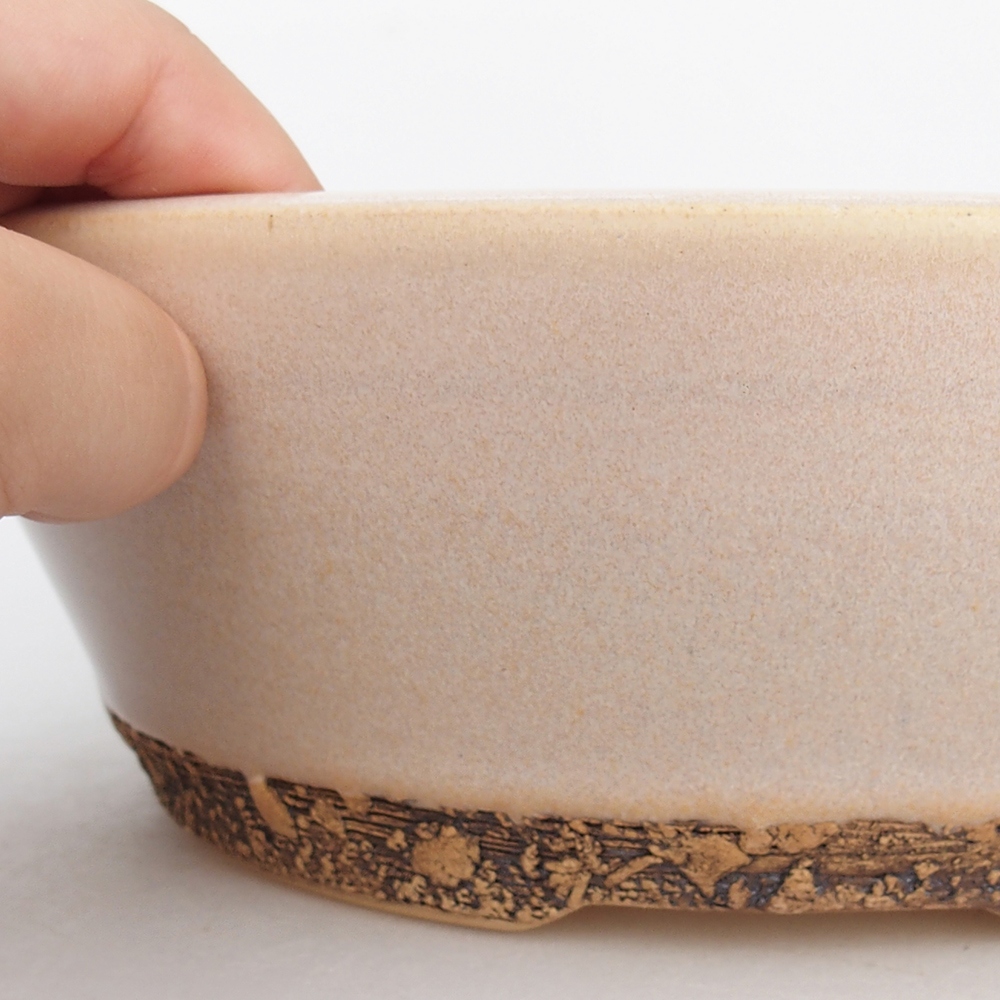 Bonsaischaal van keramiek 22 x 22 x 7,5 cm, kleur beige