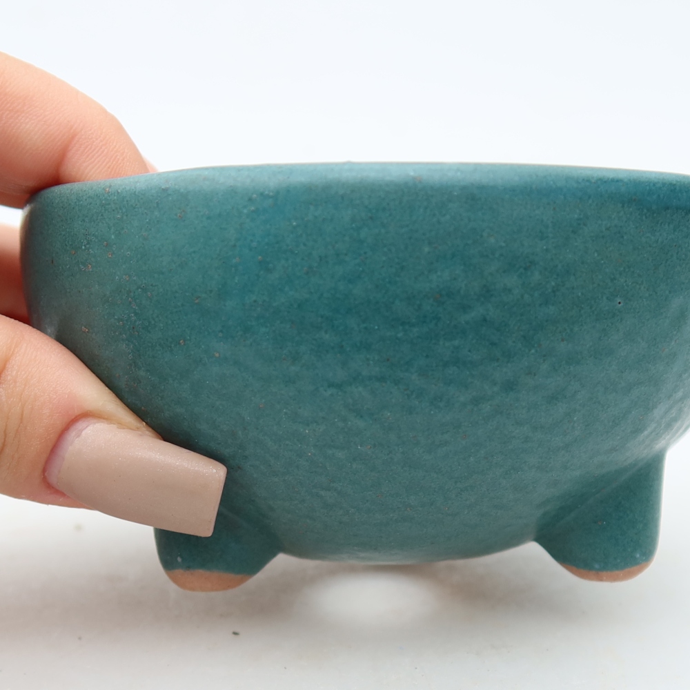 Keramische bonsaipot 10 x 10 x 5 cm, kleur: blauw
