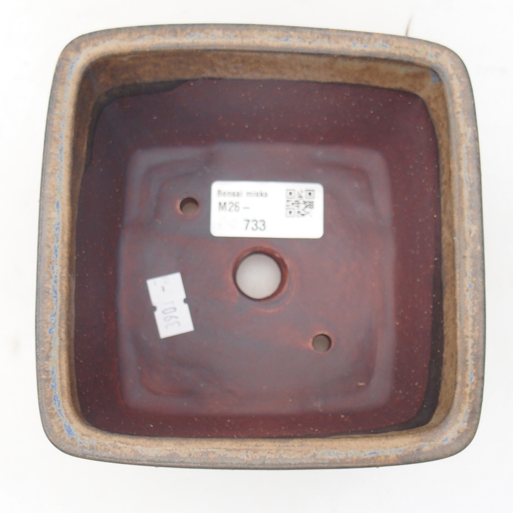 Bonsaischaal van keramiek 12,5 x 12,5 x 8 cm, bruin