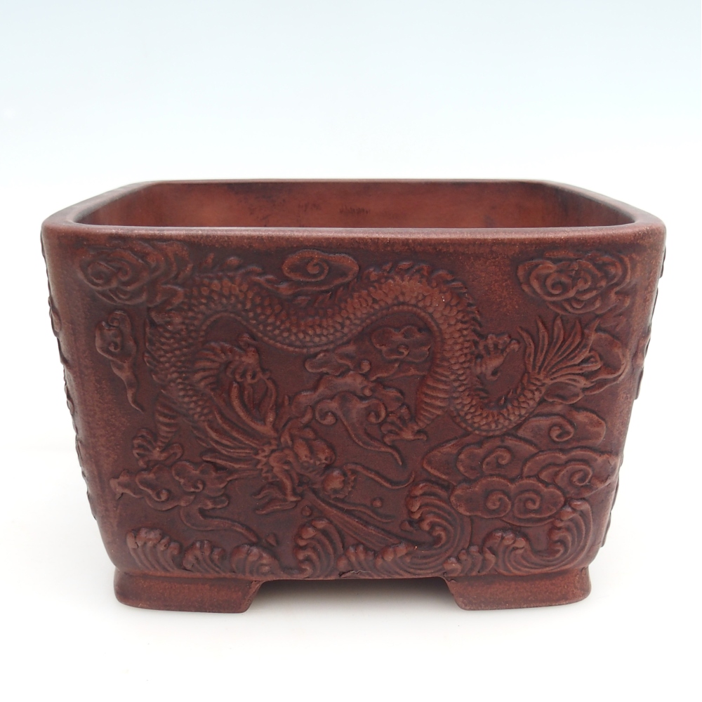 Bonsaischaal van keramiek 21 x 21 x 13 cm, bruin