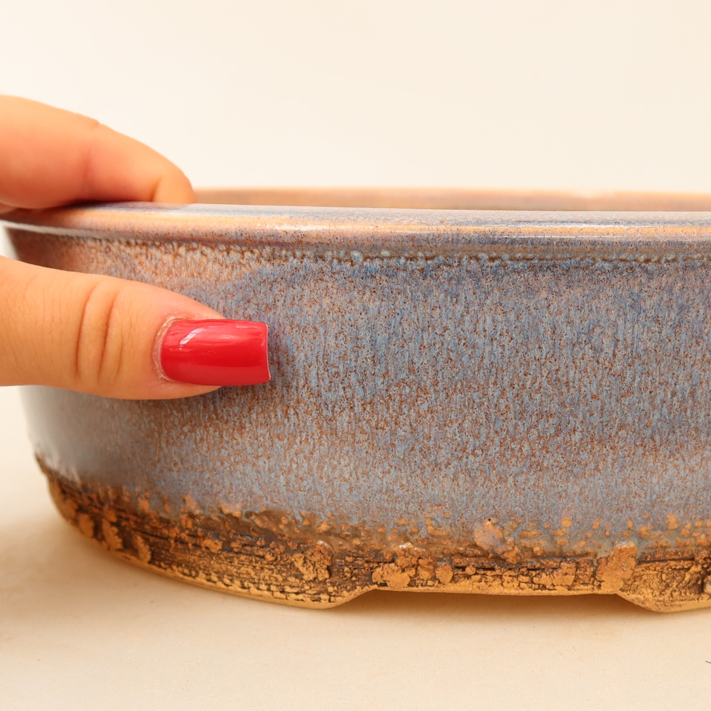 Keramische bonsaischaal 24 x 24 x 7,5 cm, kleur: blauw