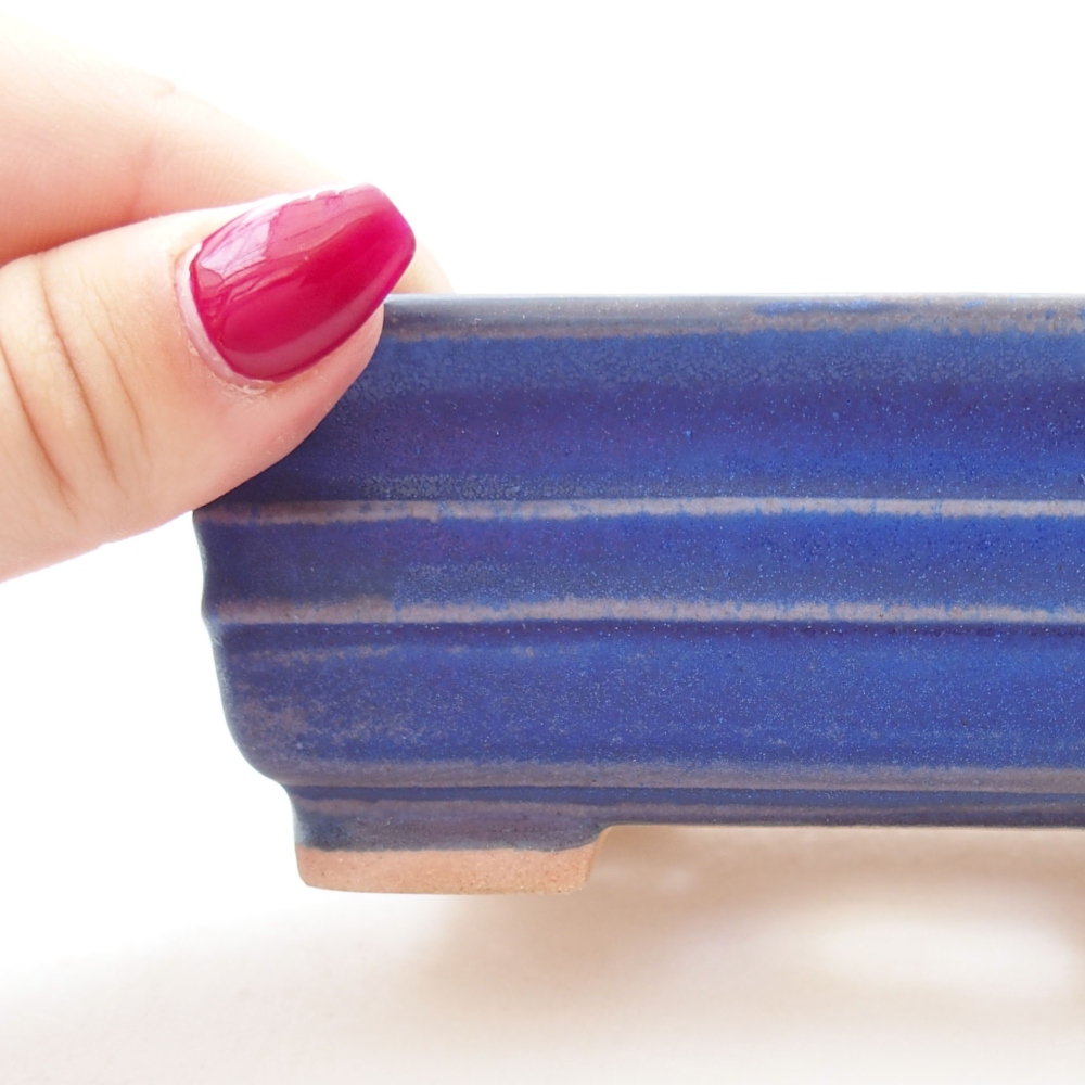 Bonsaischaal van keramiek 13,5 x 9,5 x 4,5 cm, kleur blauw