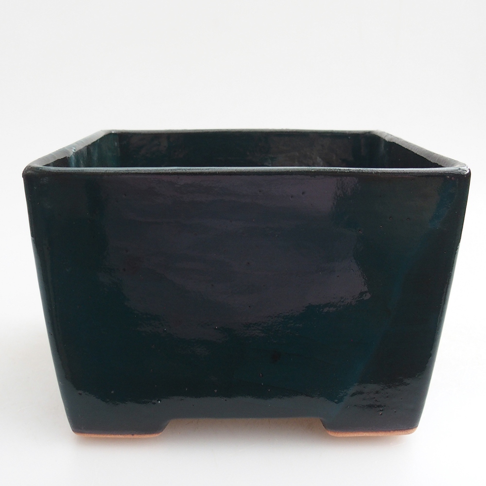 Bonsaischaal van keramiek 15 x 15 x 10,5 cm, groen