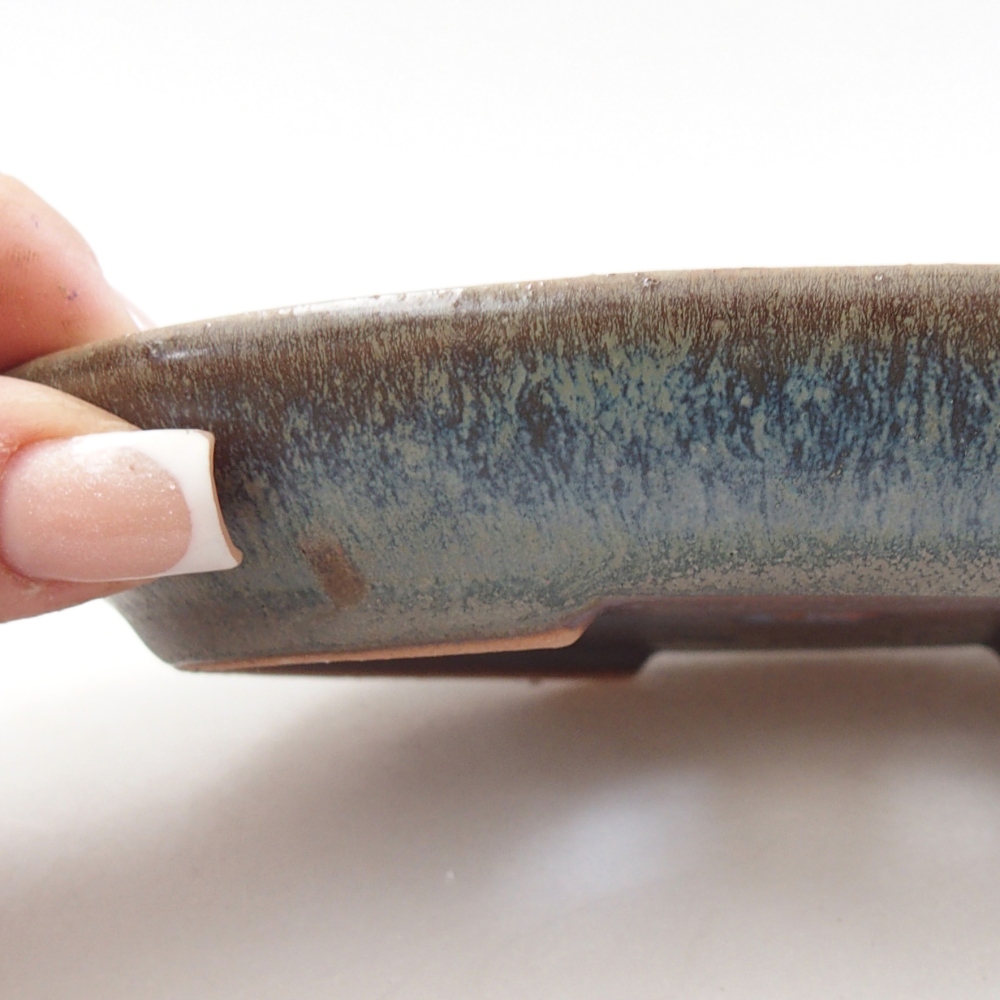Bonsaischaal van keramiek 15,5 x 11 x 2,5 cm, kleur blauw
