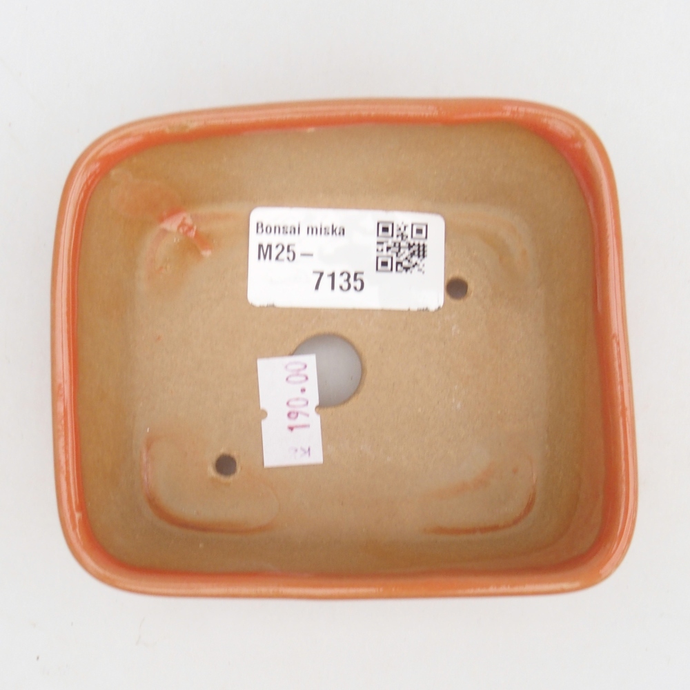 Bonsaischaal van keramiek 26 x 26 x 8 cm, kleur rood