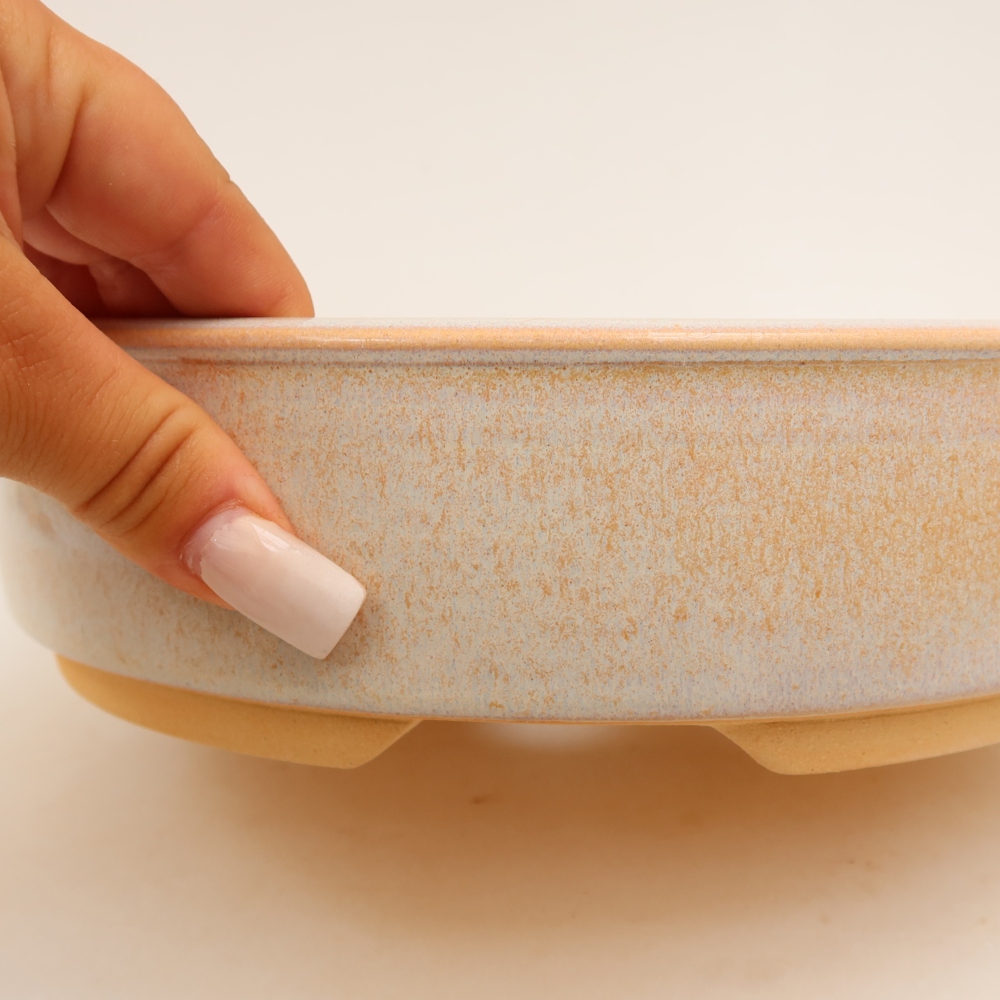 Keramische bonsaipot 23 x 23 x 6 cm, kleur: beige