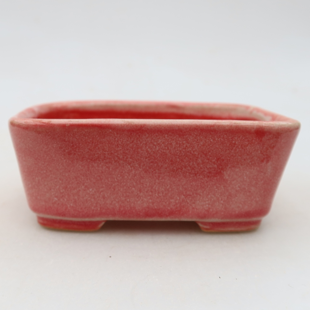 Keramische bonsaischaal 10,5 x 8,5 x 4 cm, kleur: rood