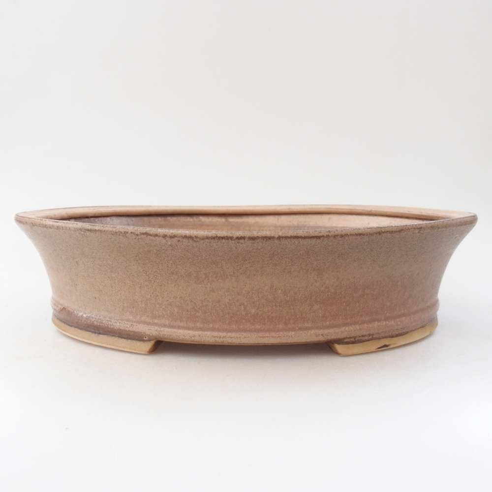 Bonsaischaal van keramiek 27 x 24 x 6 cm, kleur beige