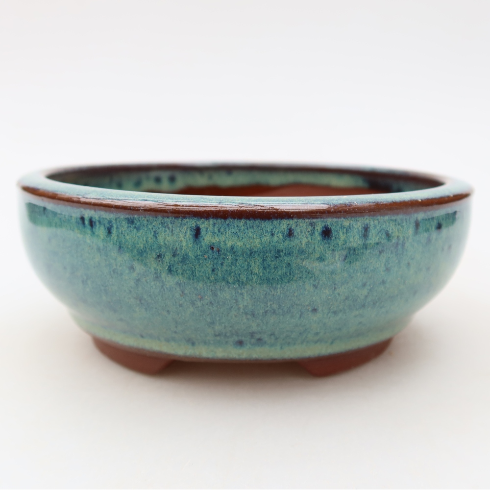 Bonsaischaal van keramiek 15 x 15 x 5,5 cm, kleur blauw
