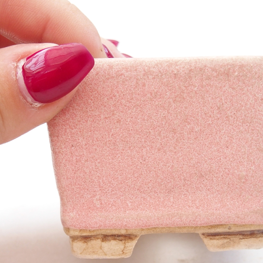 Bonsaischaal van keramiek 6 x 6 x 4,5 cm, roze