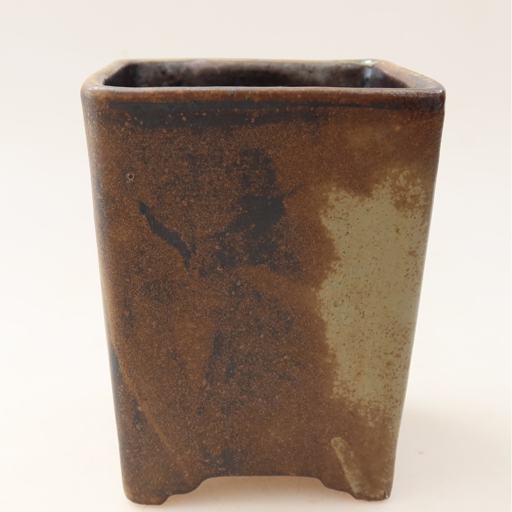 Keramische bonsaischaal 9 x 9 x 11,5 cm, kleur bruin
