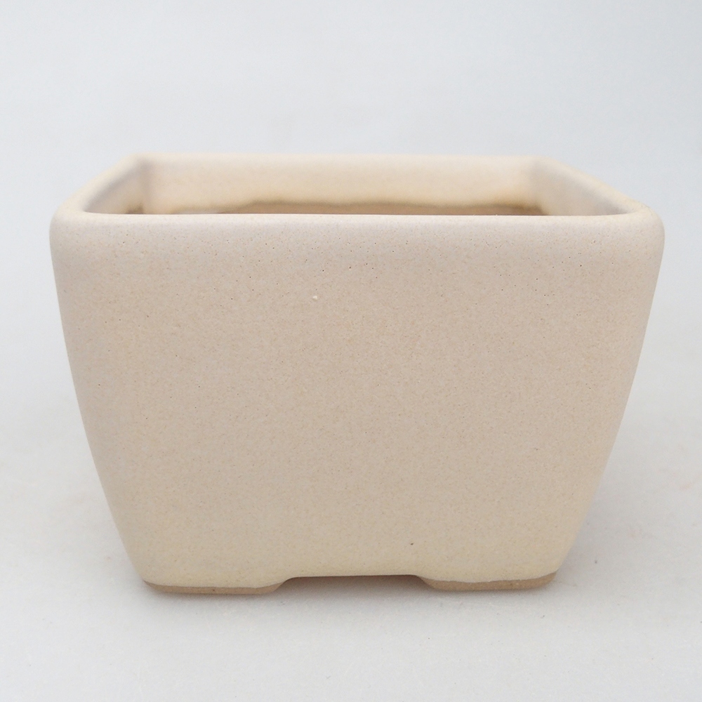 Bonsaischaal van keramiek 8,5 x 8,5 x 6 cm, kleur beige