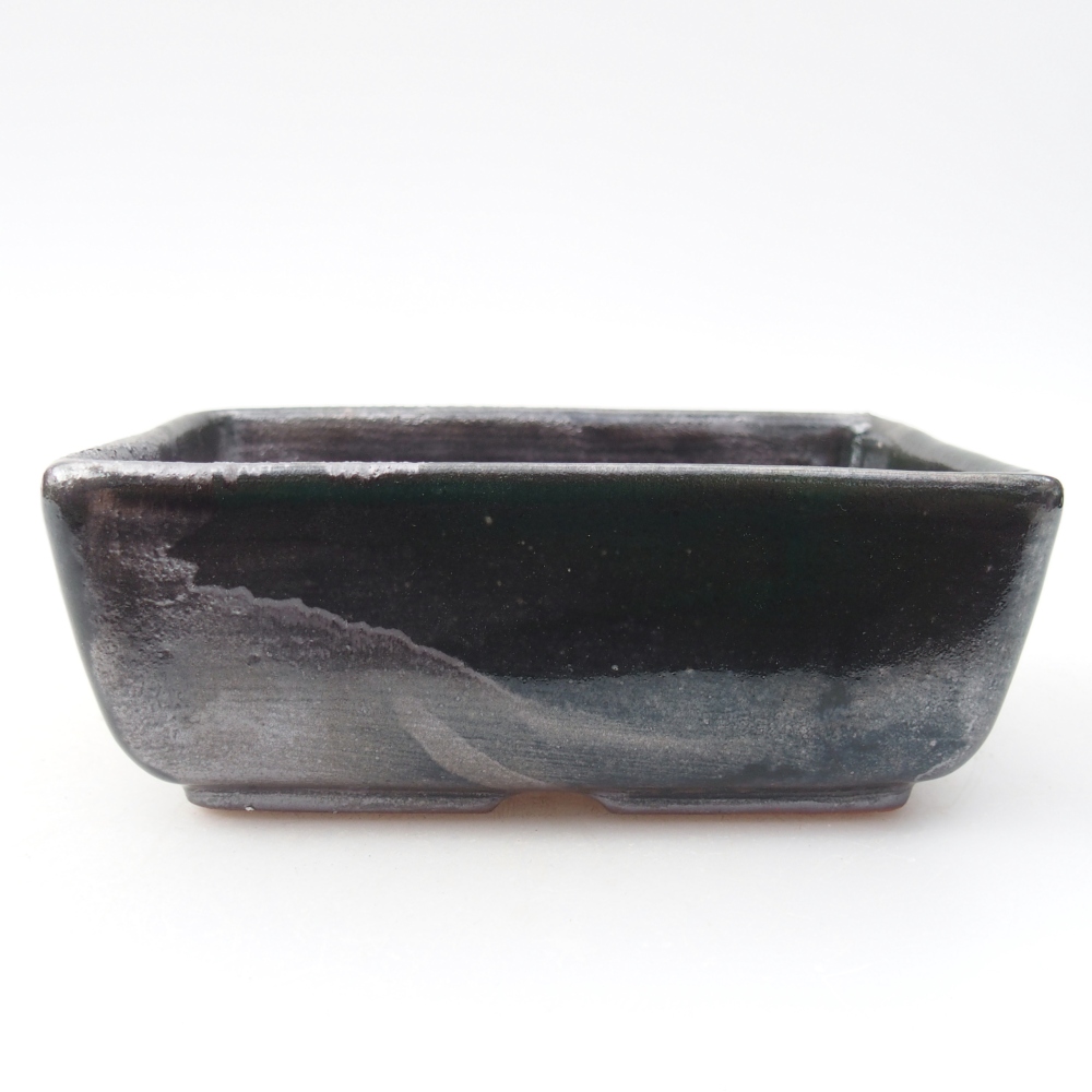 Bonsaischaal van keramiek 12 x 8,5 x 4,5 cm, metallic groen