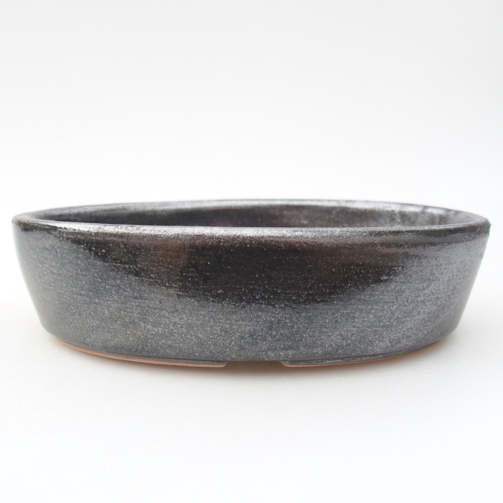 Bonsaischaal van keramiek 16,5 x 11,5 x 4,5 cm, metaalkleur
