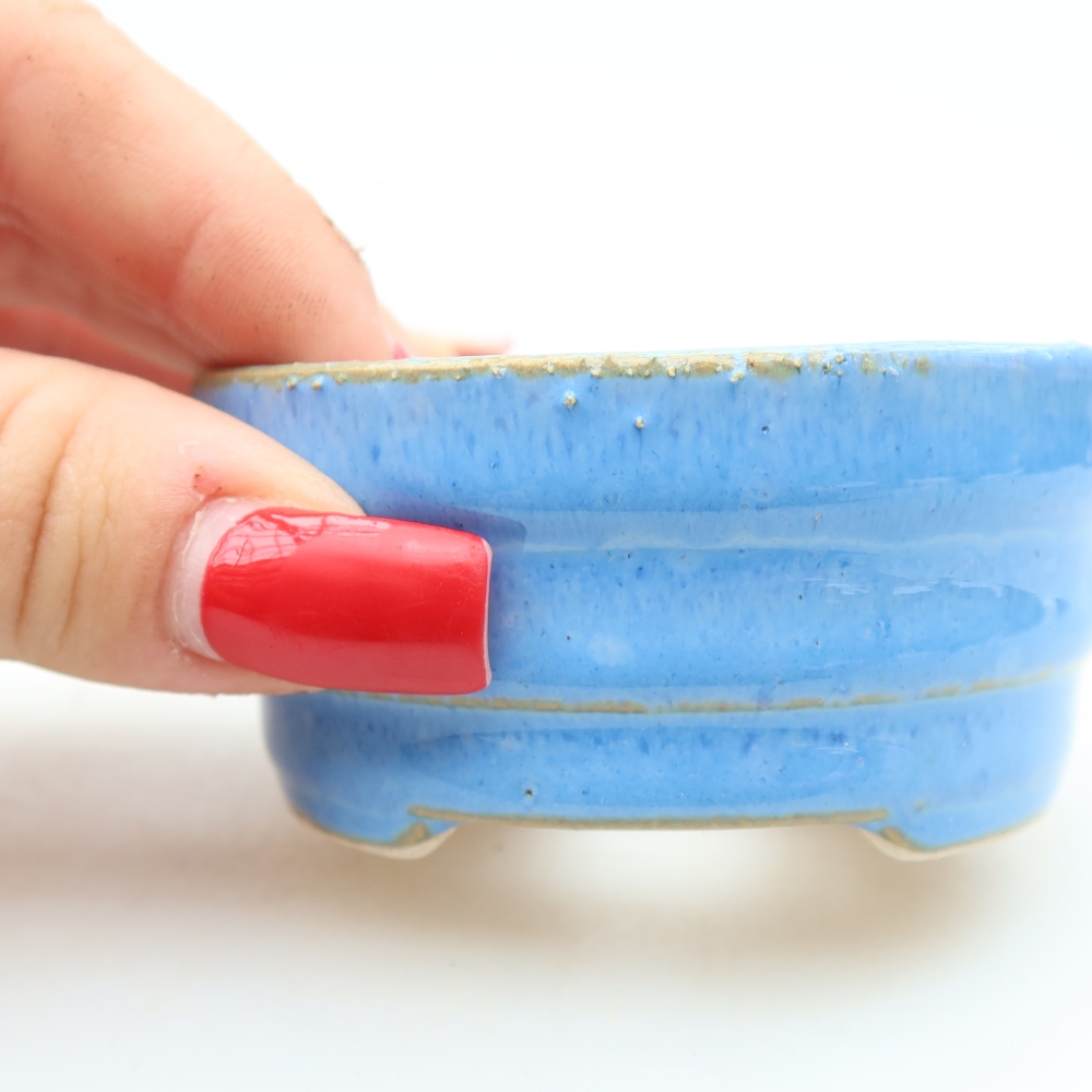Keramische bonsaipot 7,5 x 7,5 x 3,5 cm, kleur: blauw