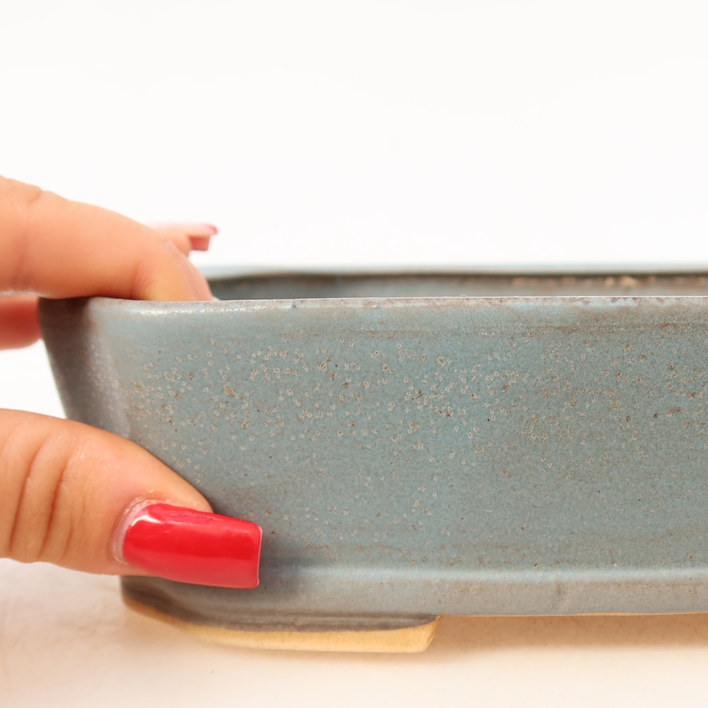 Keramische bonsaischaal 17,5 x 14,5 x 5 cm, kleur: blauw