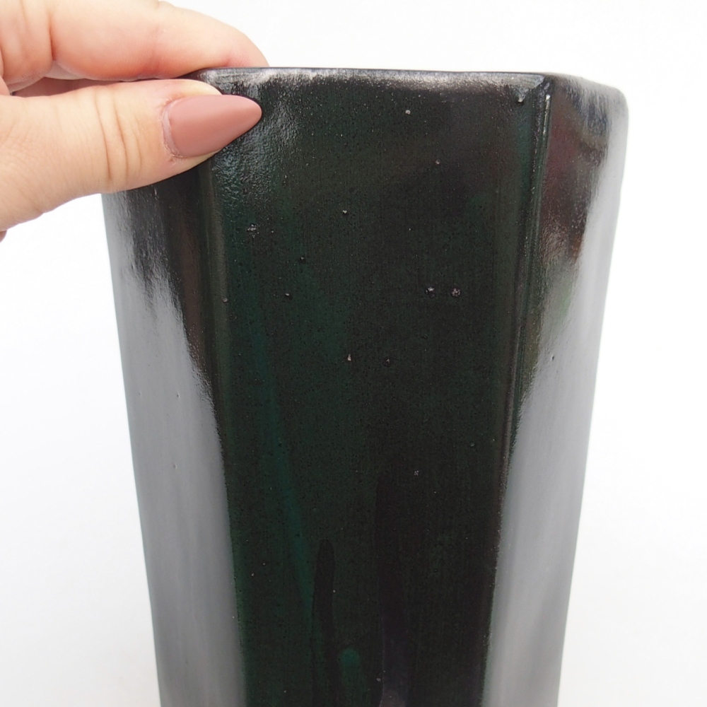 Bonsaischaal van keramiek 12,5 x 11,5 x 16,5 cm, groen