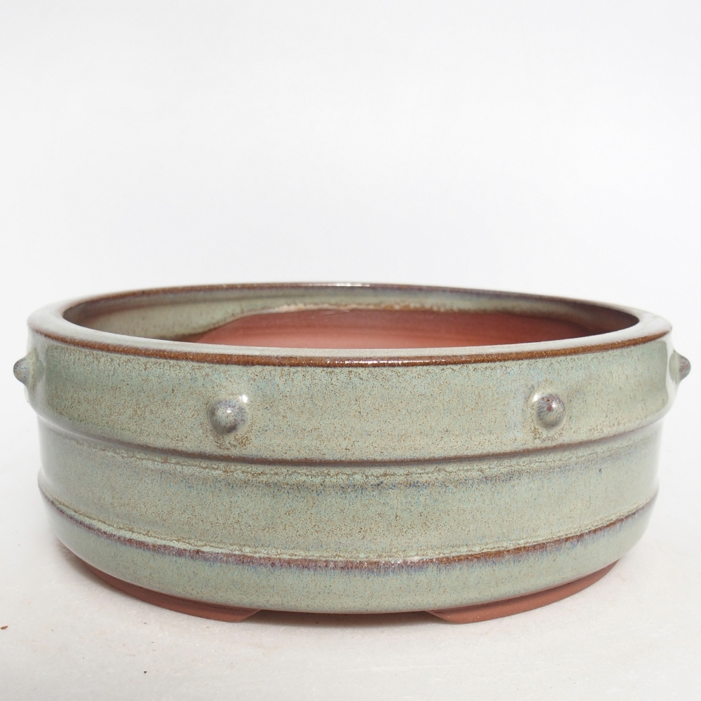 Bonsaischaal van keramiek 17 x 17 x 6 cm, groen