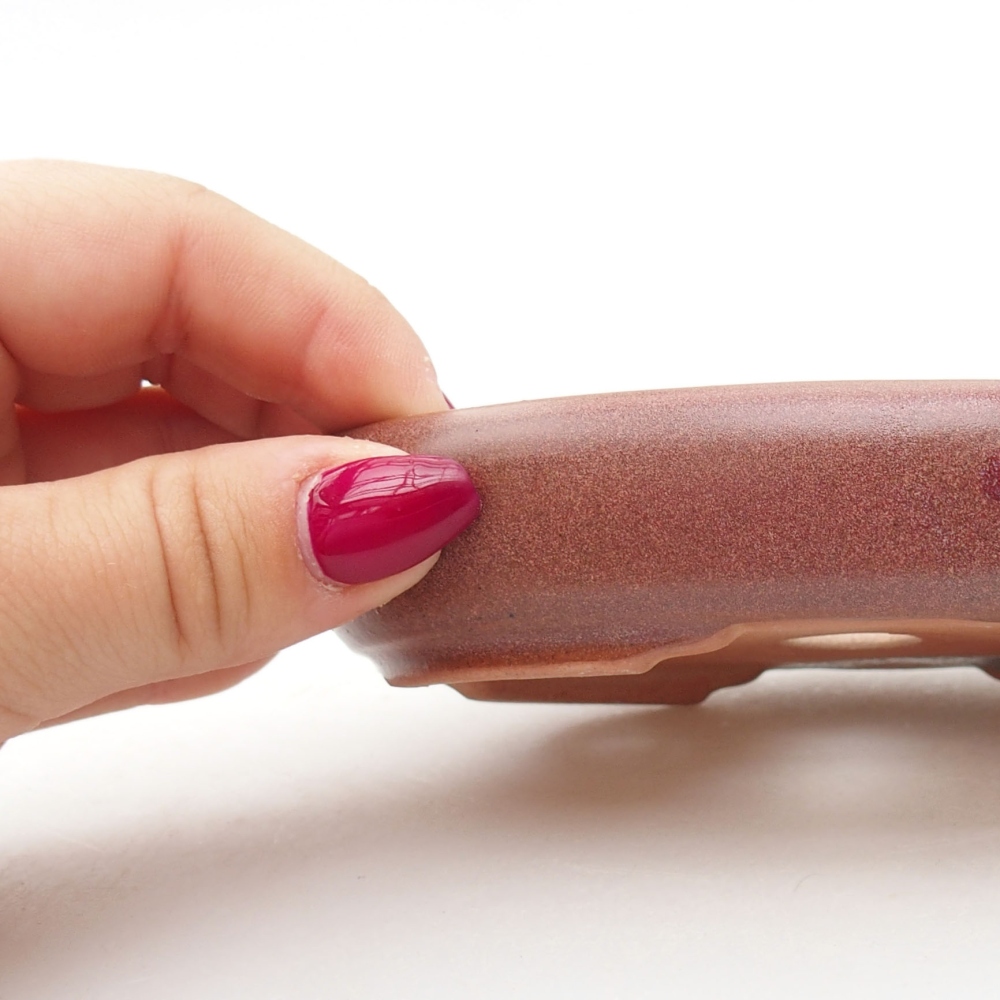 Bonsaischaal van keramiek 13 x 10 x 2,5 cm, kleur bordeauxrood