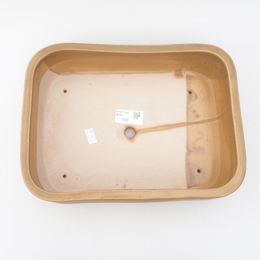 Bonsaischaal van keramiek 27,5 x 20,5 x 7,5 cm, kleur beige