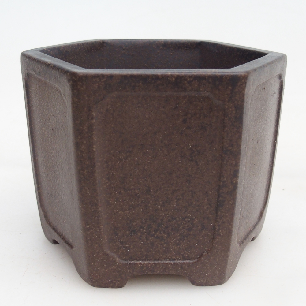 Bonsaischaal van keramiek 11 x 10 x 8,5 cm, kleur okerbruin