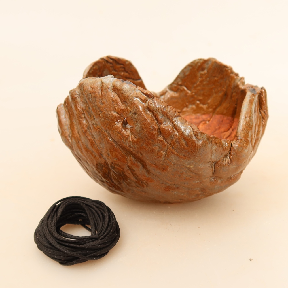 Keramische schaal voor Kokedama, 9 x 9 x 7 cm, kleur: bruin