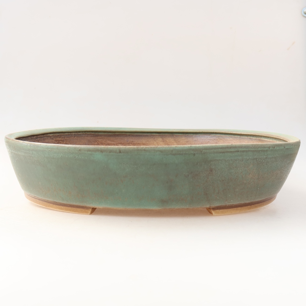 Keramische bonsaischaal 32 x 27,5 x 6,5 cm, kleur: groen