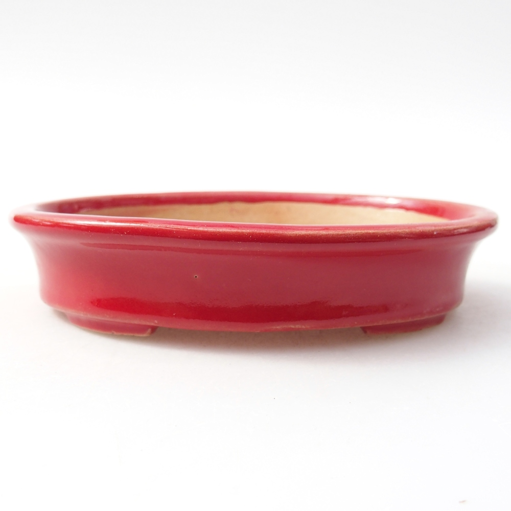 Bonsaischaal van keramiek 13 x 10,5 x 3 cm, kleur rood