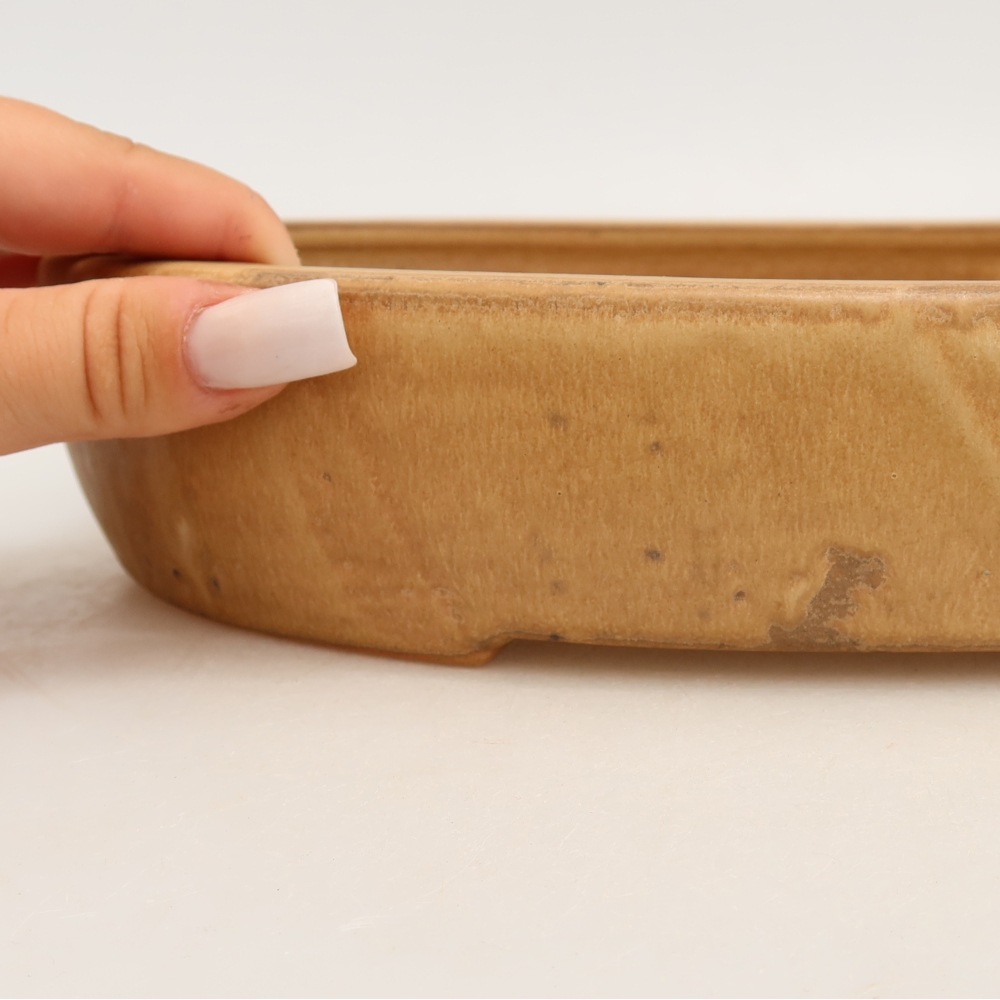 Bonsaischaal van keramiek 27 x 21 x 5,5 cm, kleur beige