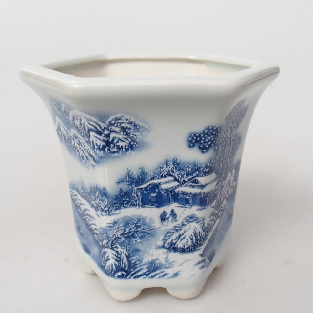 Bonsaischaal van keramiek 10 x 9 x 9 cm, kleur wit