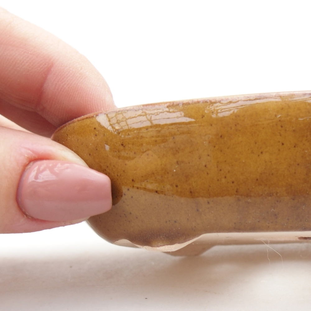 Bonsaischaal van keramiek 9 x 6,5 x 2,5 cm, bruin