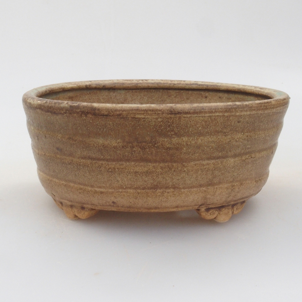 Bonsaischaal van keramiek 10 x 8,5 x 4 cm, bruin