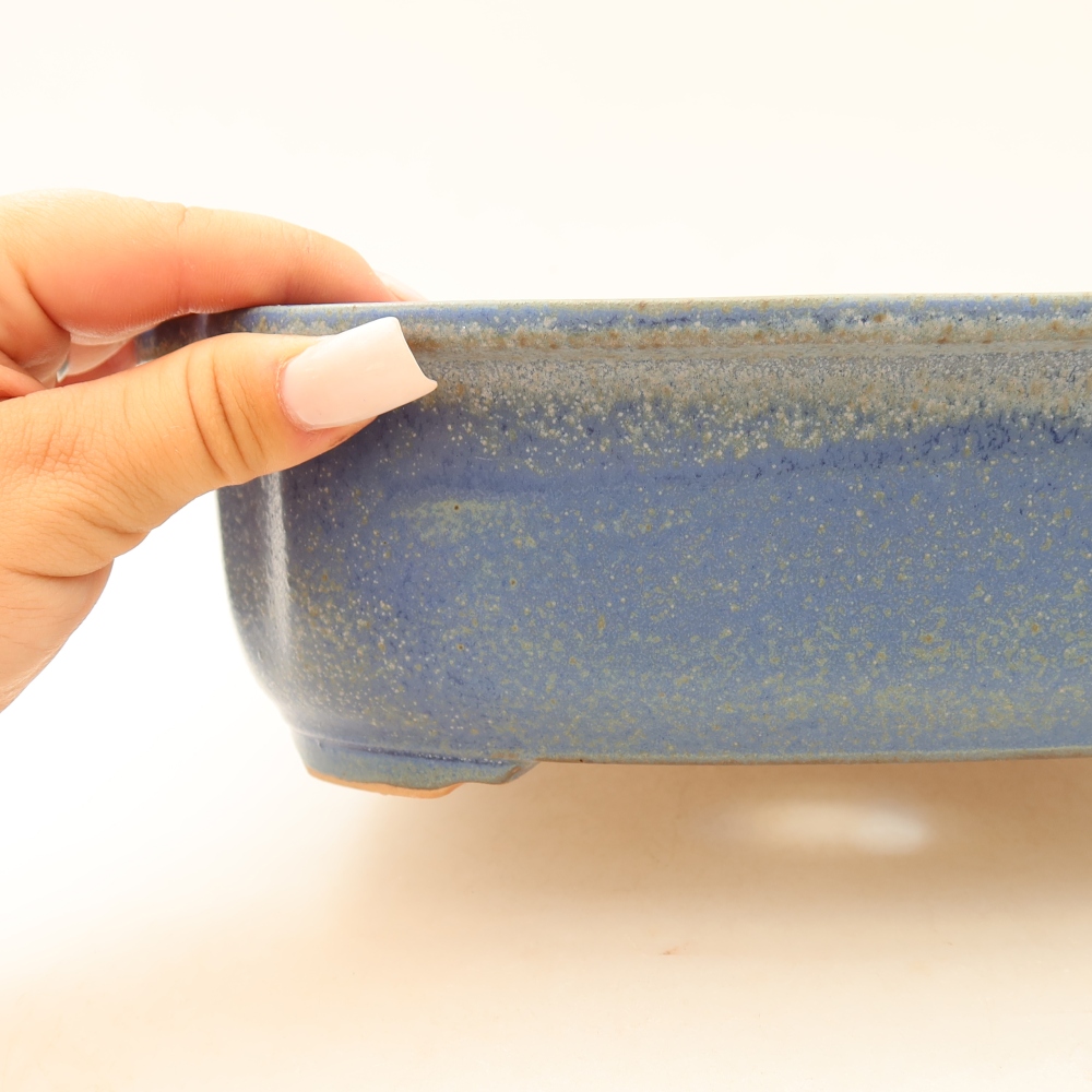Keramische bonsaipot 24,5 x 21 x 7,5 cm, kleur: blauw