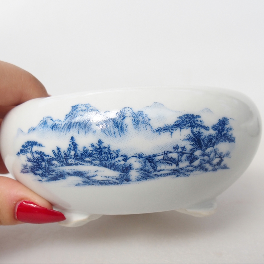 Bonsaischaal van keramiek 10 x 10 x 5 cm, kleur wit