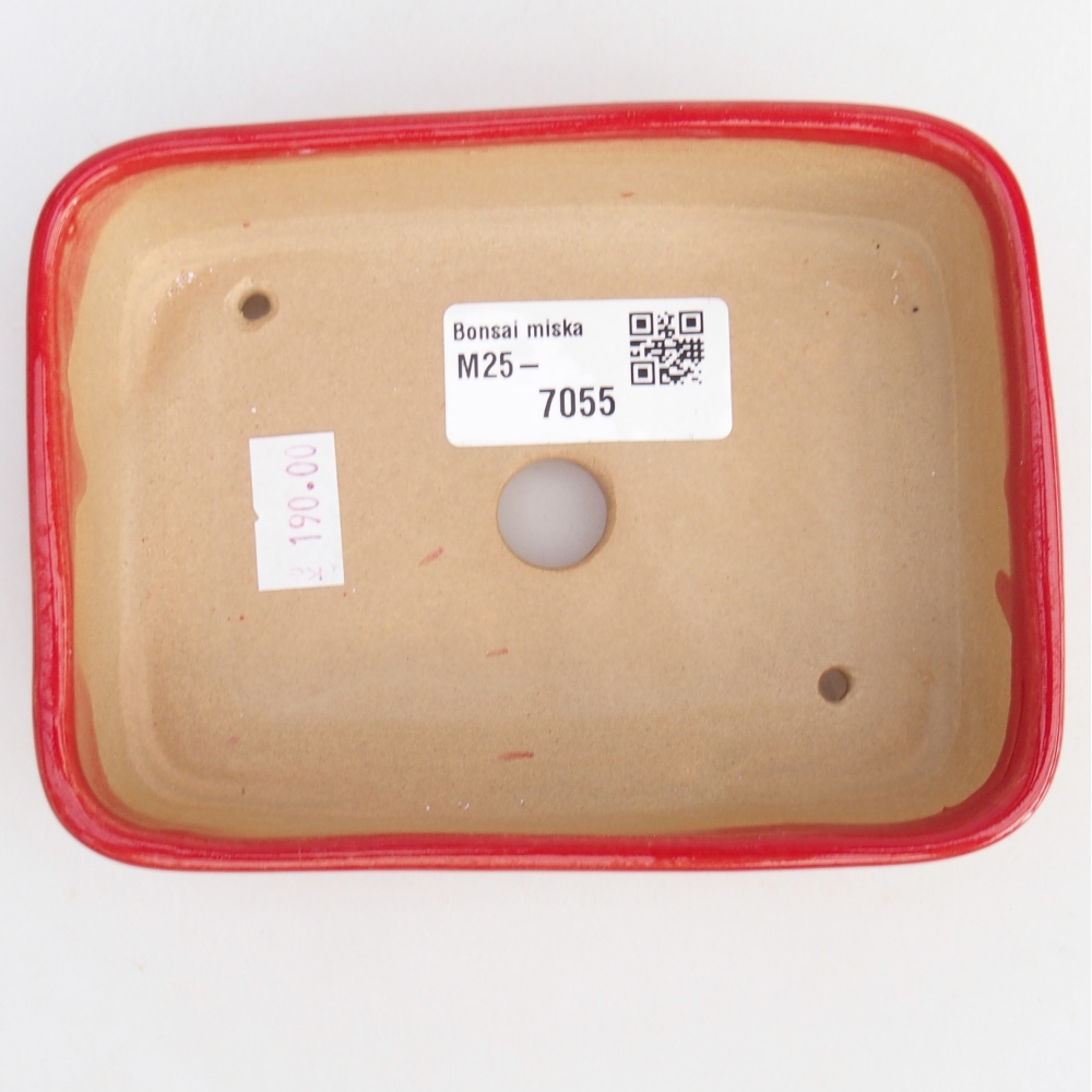 Bonsaischaal van keramiek 26 x 26 x 8 cm, kleur rood