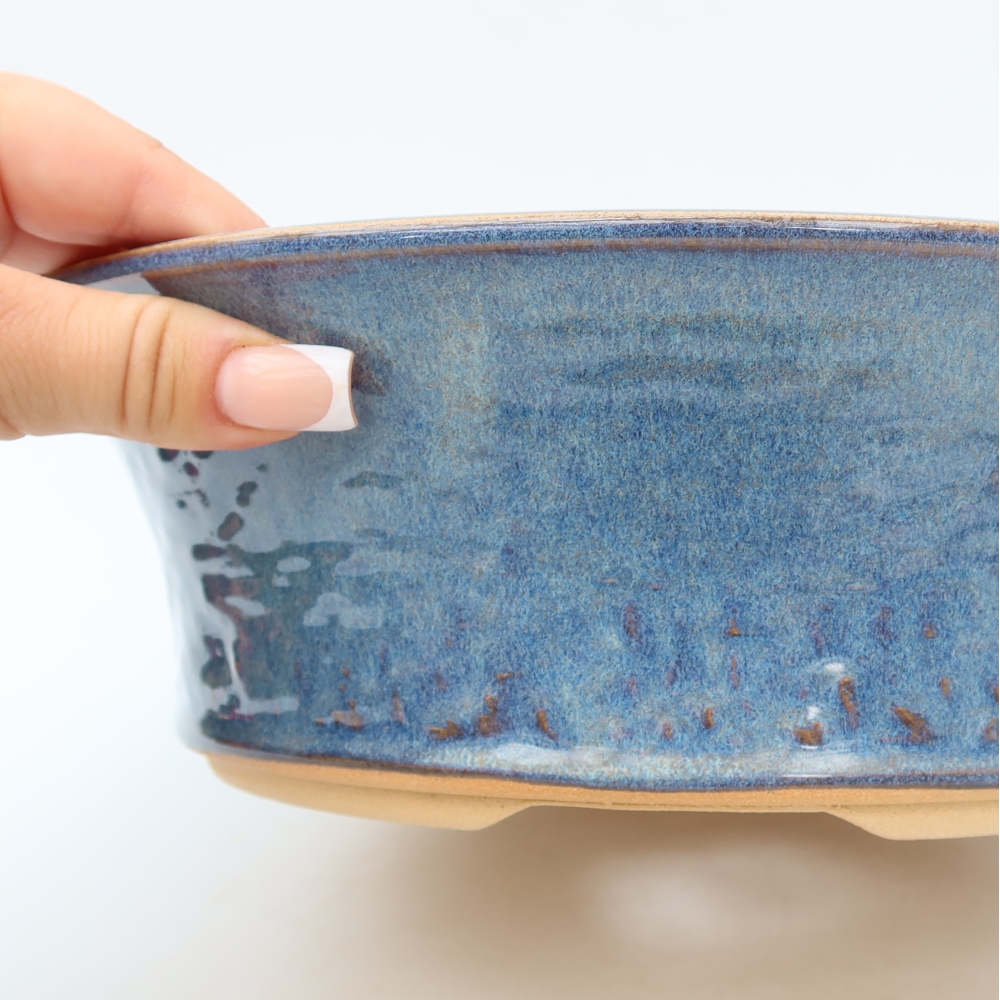 Bonsaischaal van keramiek 26 x 26 x 8,5 cm, kleur blauw