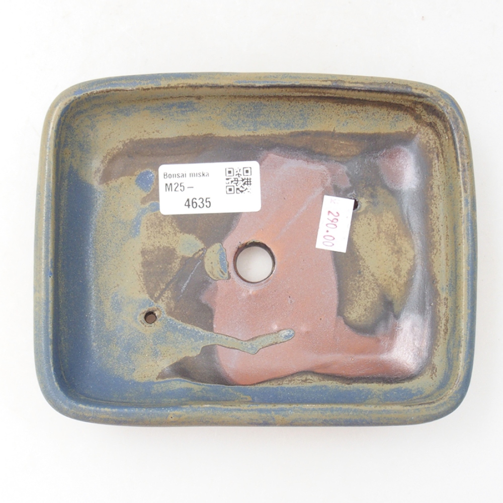Bonsaischaal van keramiek 17 x 13,5 x 3,5 cm, kleur blauw