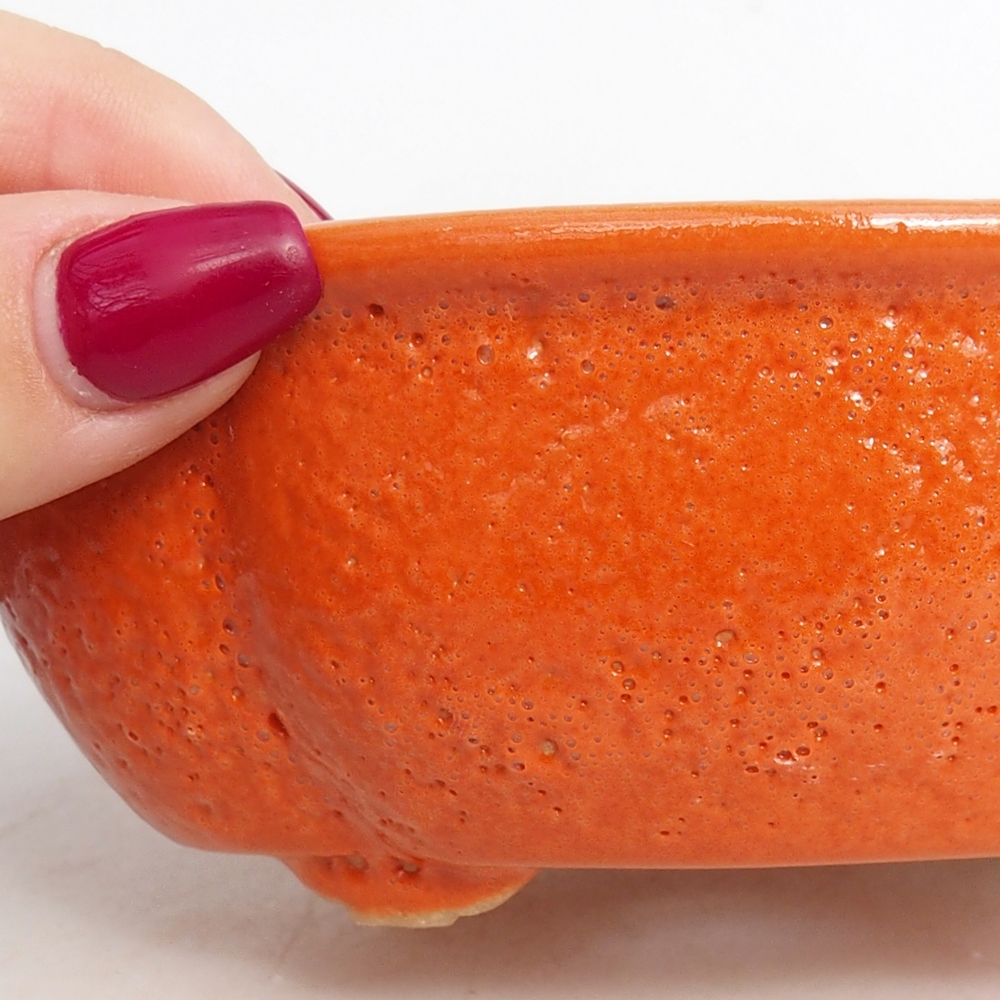 Bonsaischaal van keramiek 13 x 10,5 x 5,5 cm, oranje