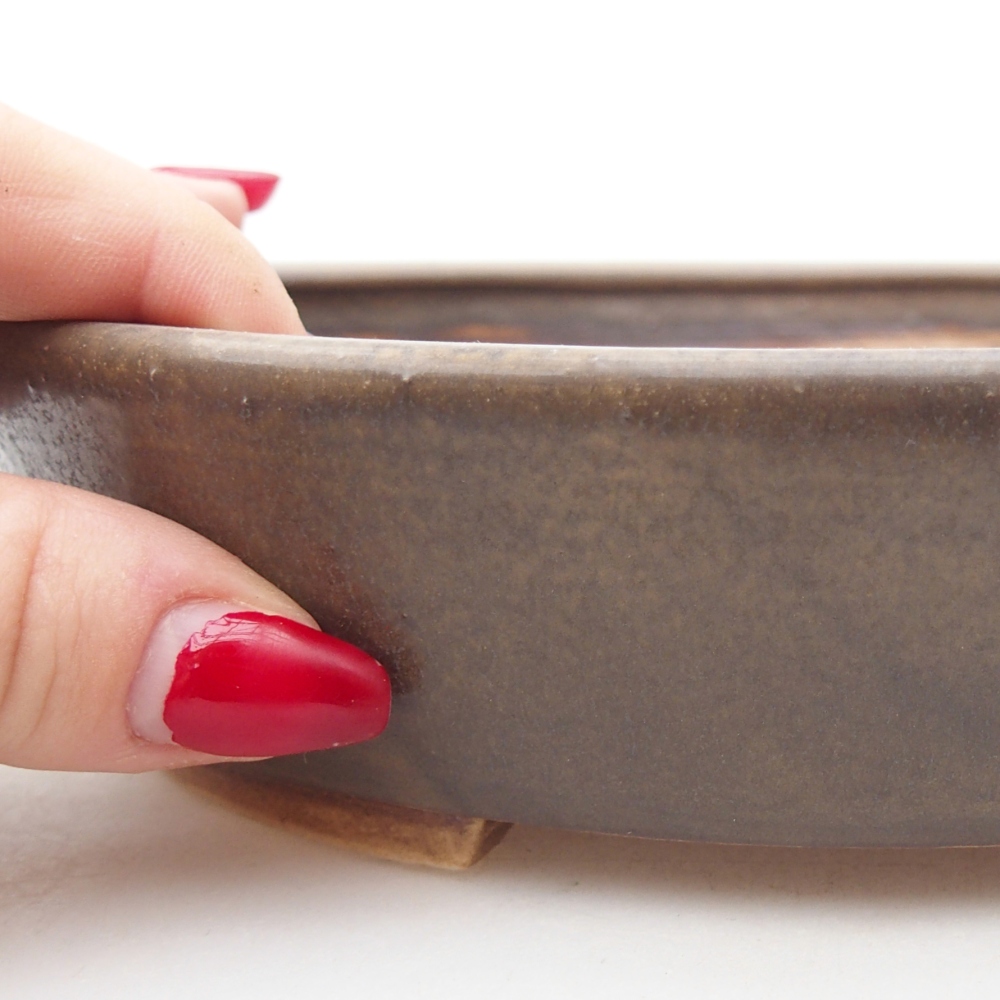 Bonsaischaal van keramiek 18,5 x 16,5 x 4,5 cm, bruin