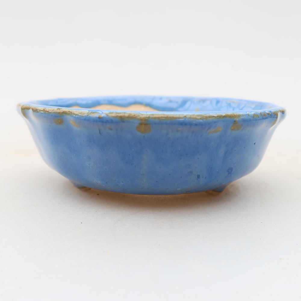 Keramische bonsaischaal 7 x 7 x 2,5 cm, kleur: blauw