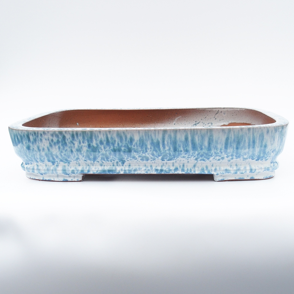 Kom 53 x 35 x 11 cm blauw-wit