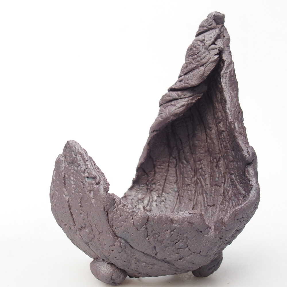 Keramische schelp 8 x 8 x 12 cm , metaalkleur