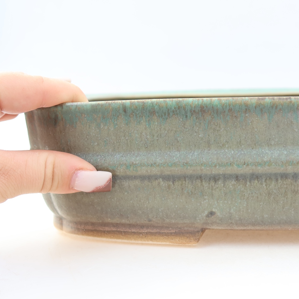 Keramische bonsaipot 29 x 23 x 7 cm, kleur groen