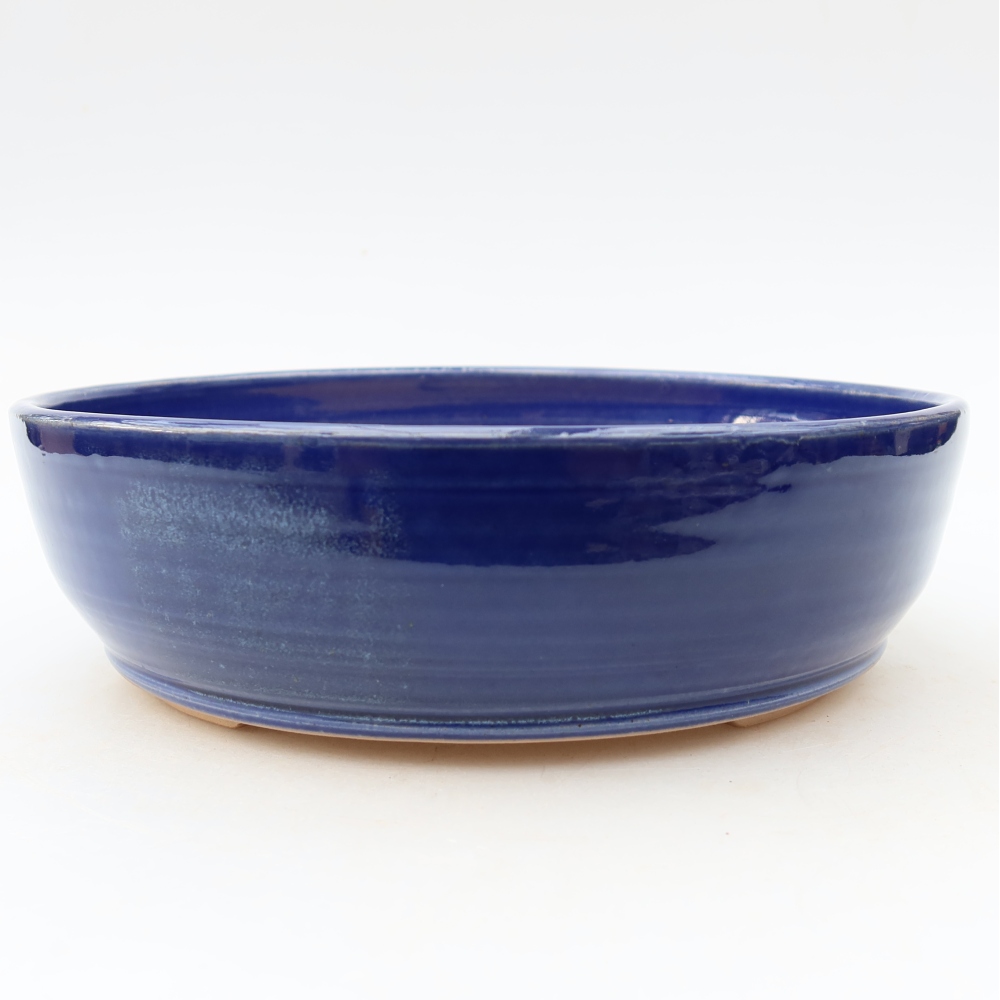 Bonsaischaal van keramiek 20 x 20 x 6 cm, kleur blauw